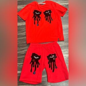Men’s Roku Red Drip Graphic T-Shirt and Shorts Set